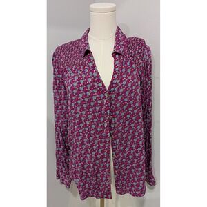 ANTHROPOLOGIE‎ MAEVE Emory Shirt Pink-Purple Geometric Print Button Down Size 14